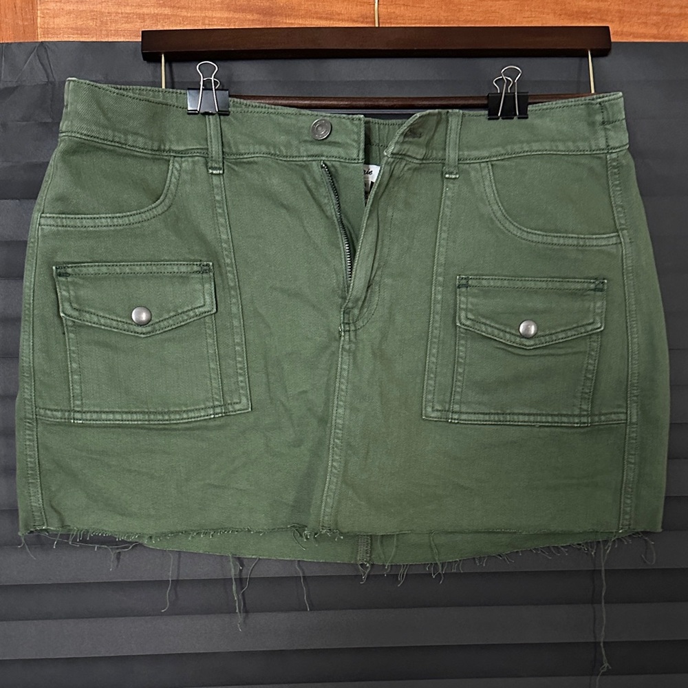 Aerie Olive Green Denim Skirt